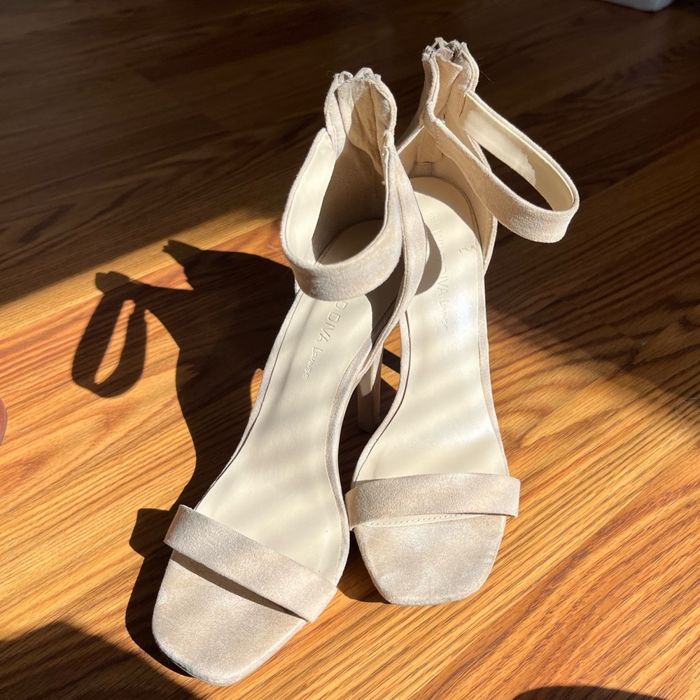 Platform suede ankle strap high heels